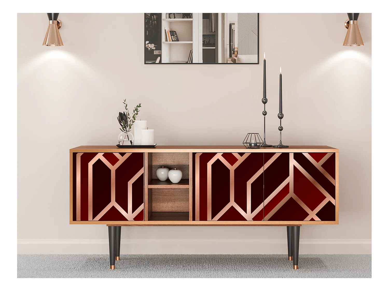 TV-Möbel - 150х69х41 cm - T5 - Velvet 1920's, Walnuss