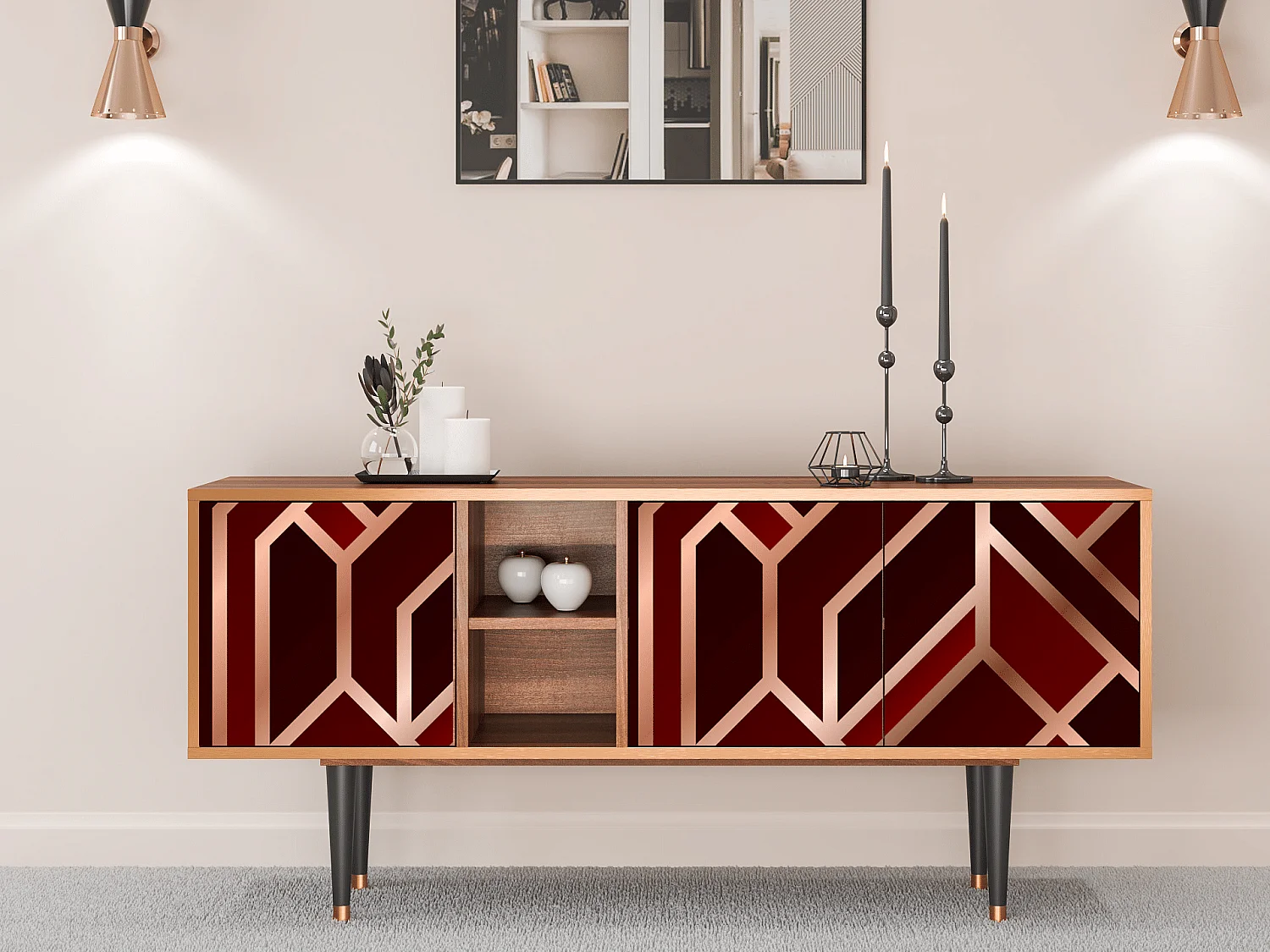 Meuble TV - 150х69х41 cm - T5 - Velvet 1920's, Noyer