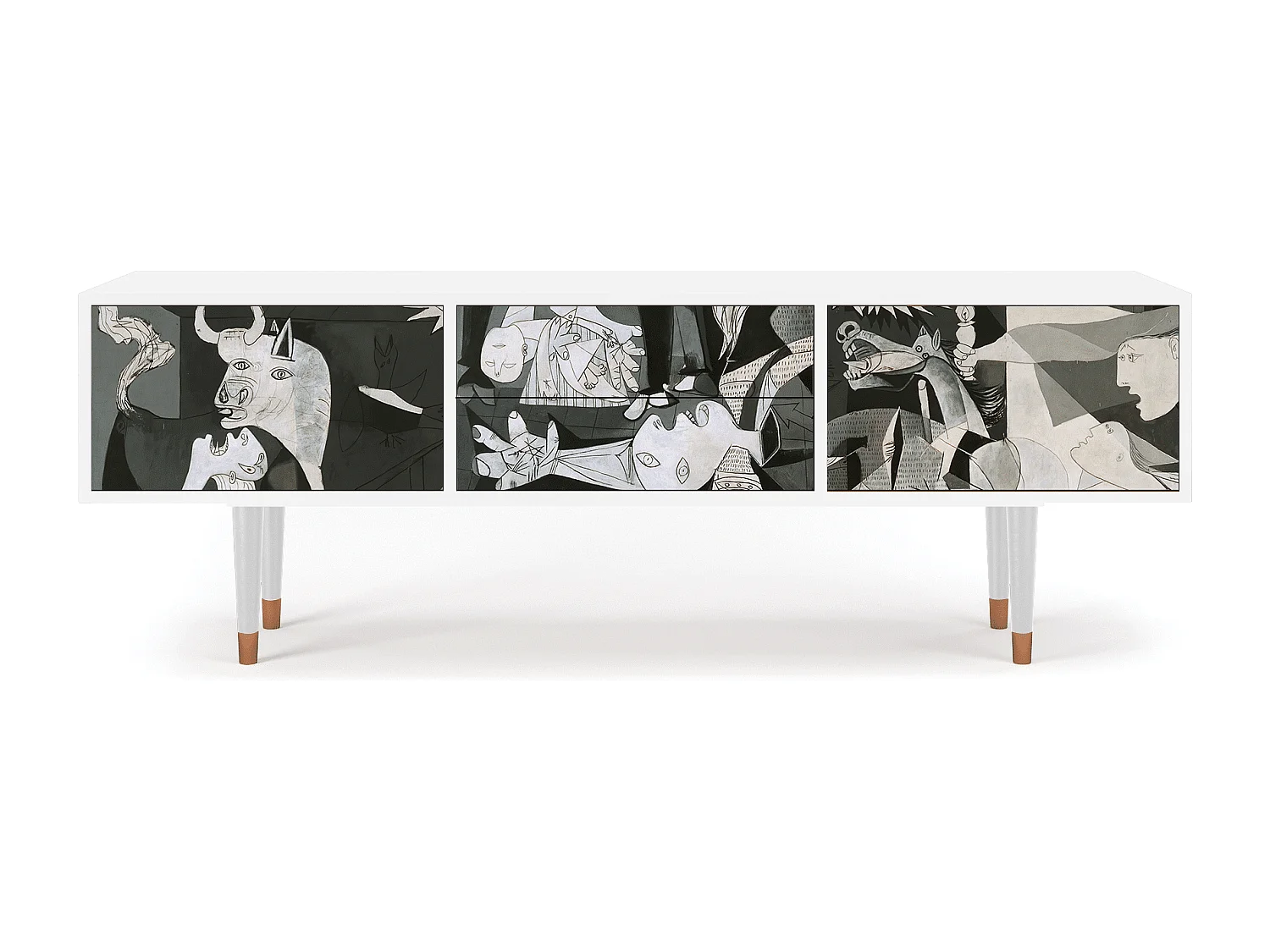 Meuble TV - 170х59х48 cm - T4 - Guernica by Picasso, Blanc