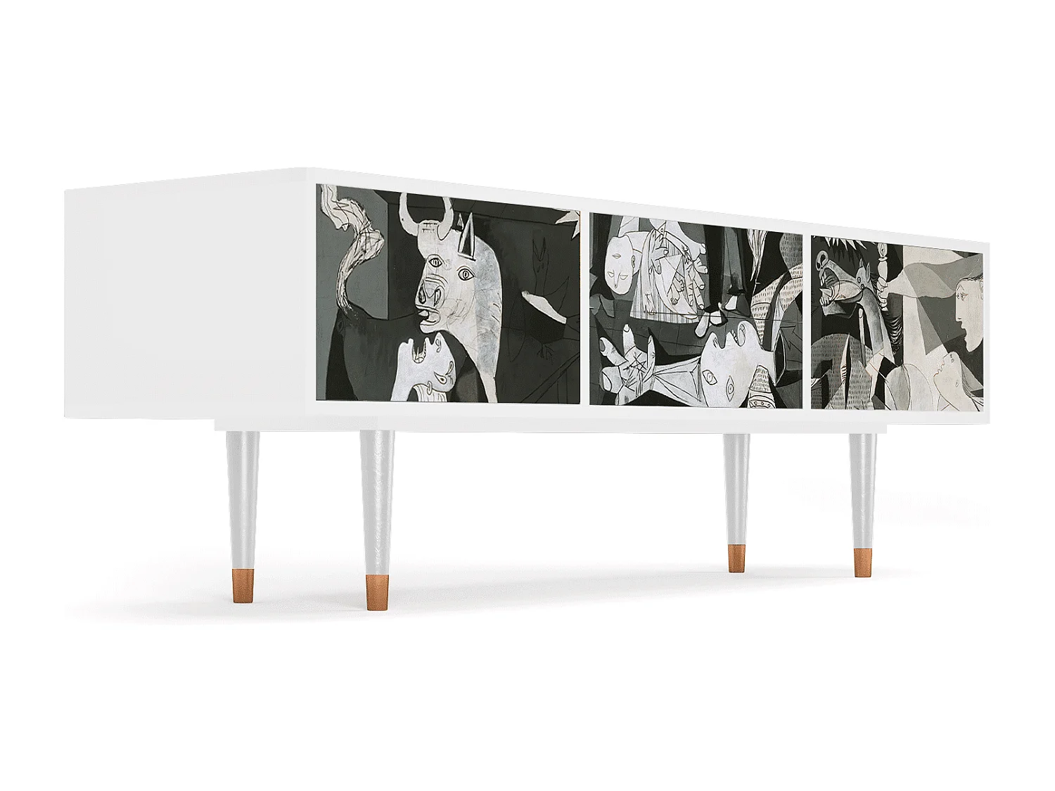 Meuble TV - 170х59х48 cm - T4 - Guernica by Picasso, Blanc