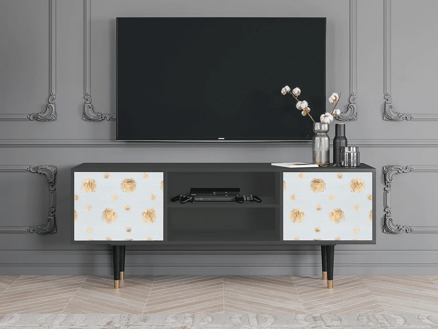 TV-Möbel - 170х69х48 cm - T2 - Sky Latte, Anthrazit