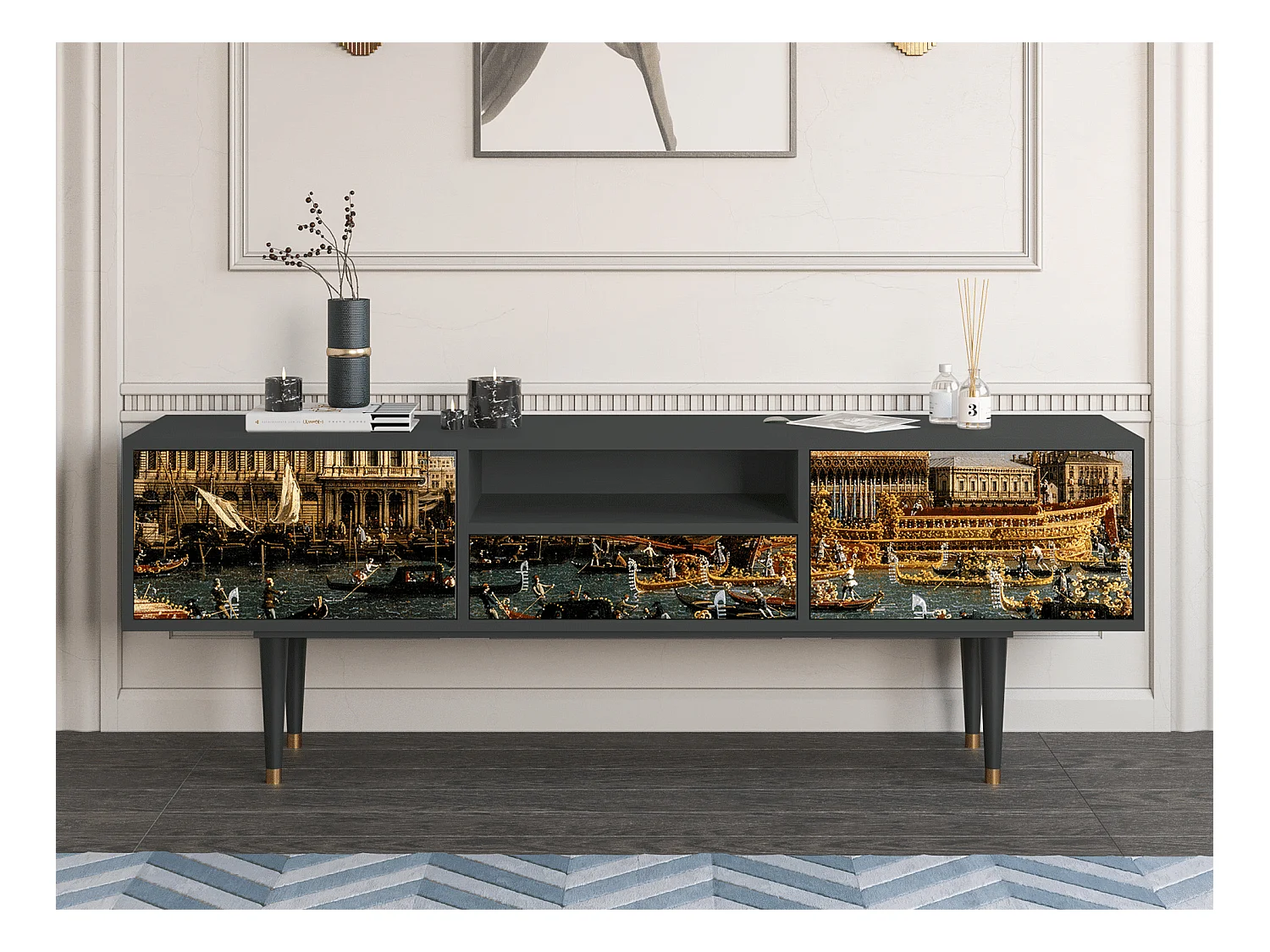 Meuble TV - 170х59х41 cm - T6 - The Bucintoro, Anthracite