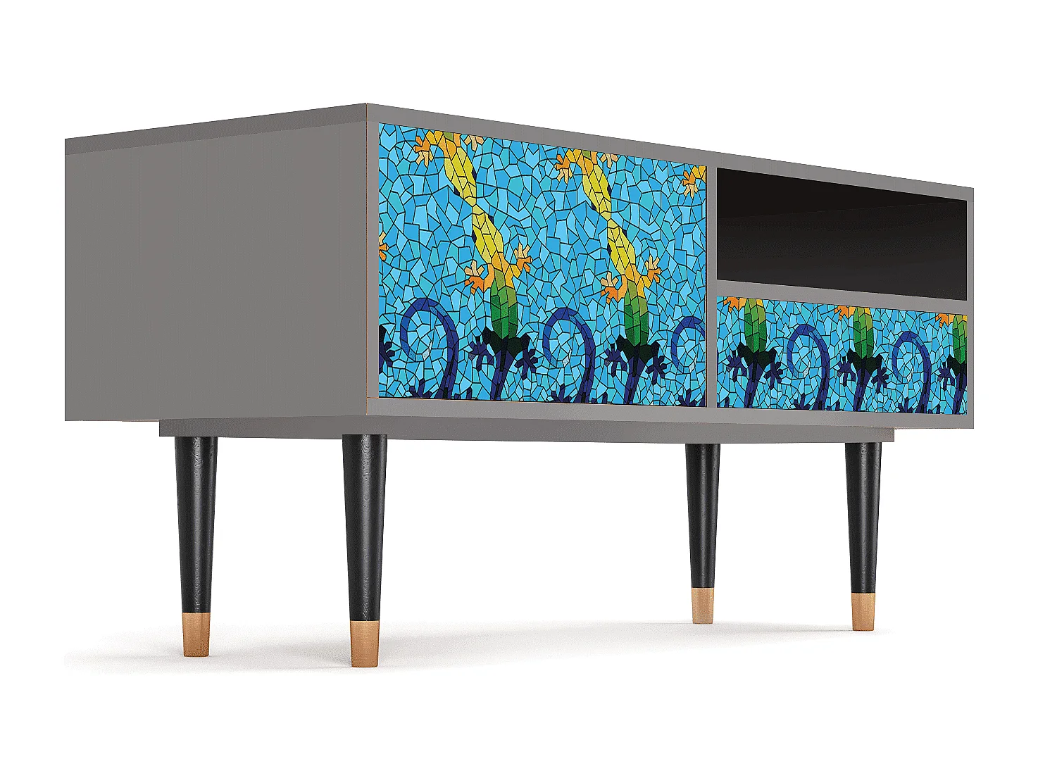 Mobile TV - 115х59х48 cm - T3 - Gaudi's Lizard, Grigio