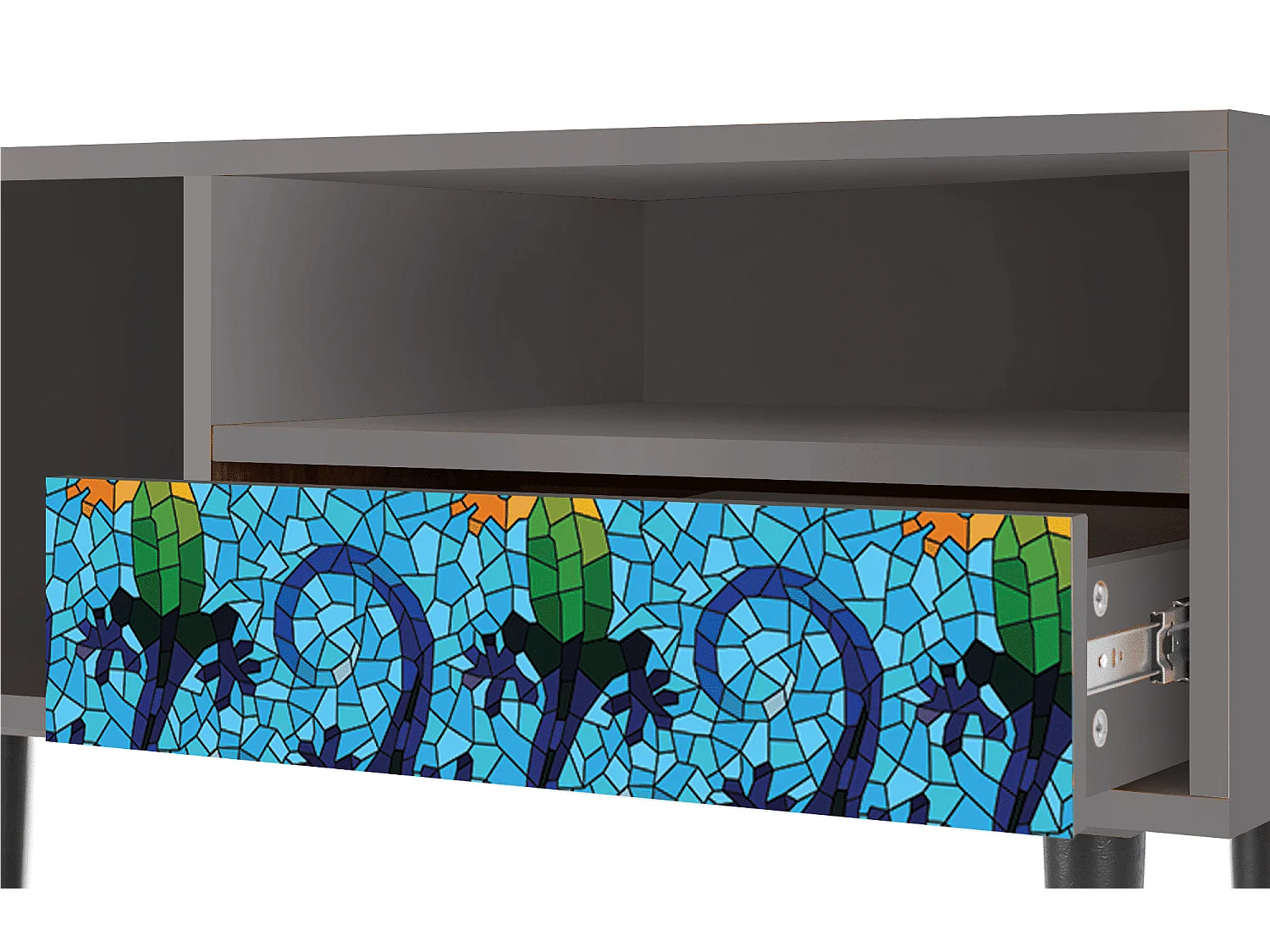 Mobile TV - 115х59х48 cm - T3 - Gaudi's Lizard, Grigio