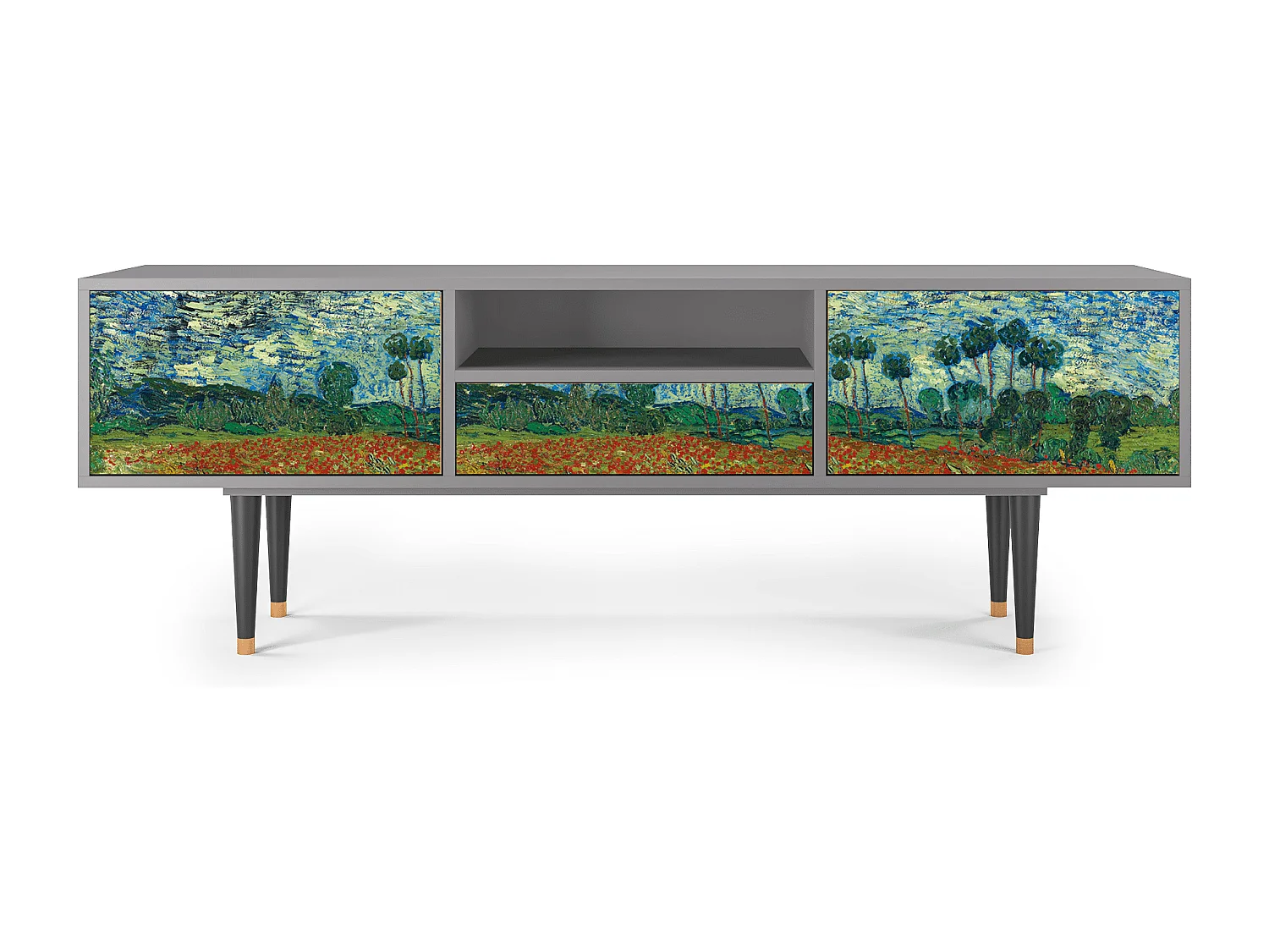 Meuble TV - 170х59х41 cm - T6 - Poppy field by van Gogh, Gris