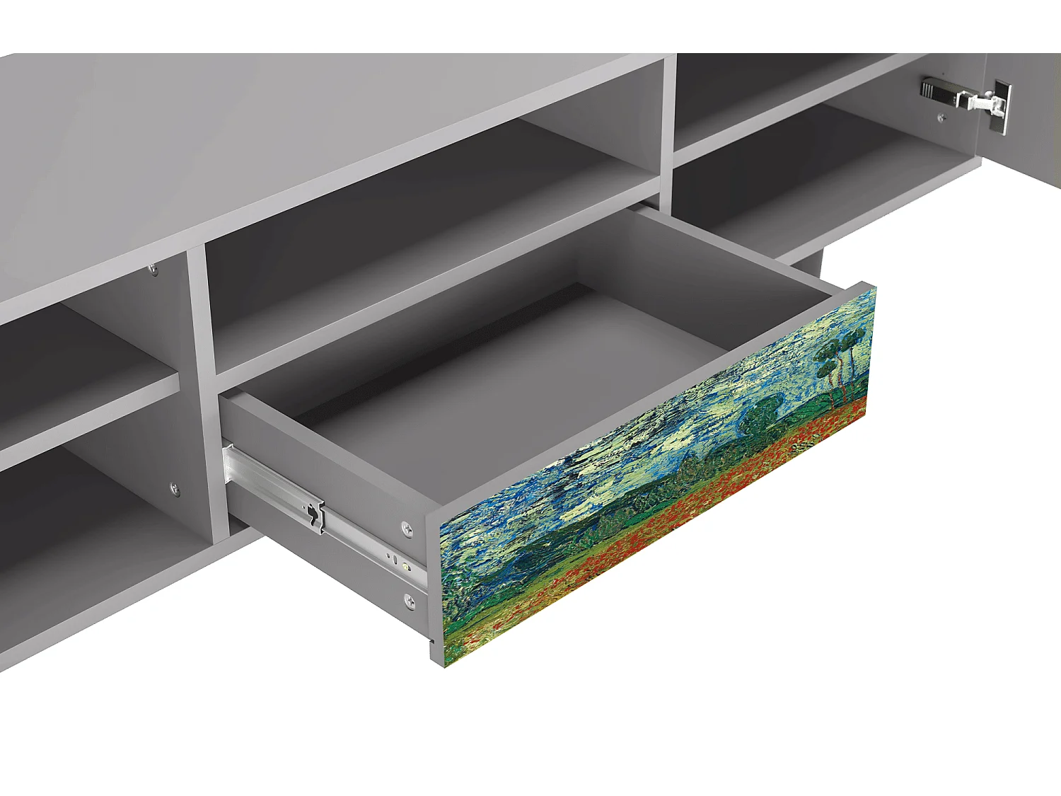 Meuble TV - 170х59х41 cm - T6 - Poppy field by van Gogh, Gris