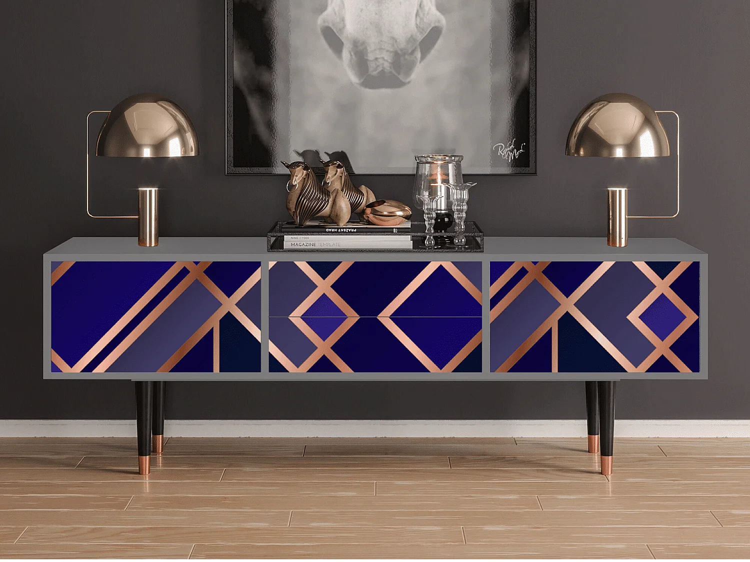 Mueble de TV - 170х59х48 cm - T4 - Aquamarine Getsby, Gris