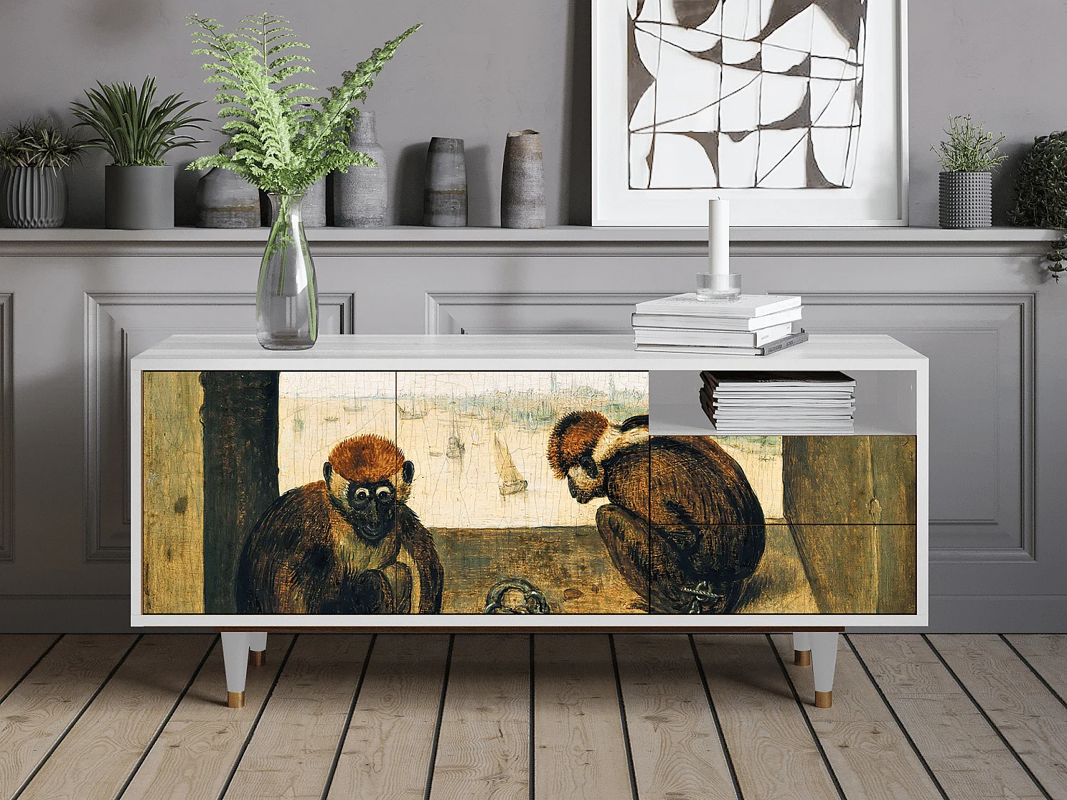 Meuble TV - 125х56х41 cm - T7 - Two Monkeys, Blanc