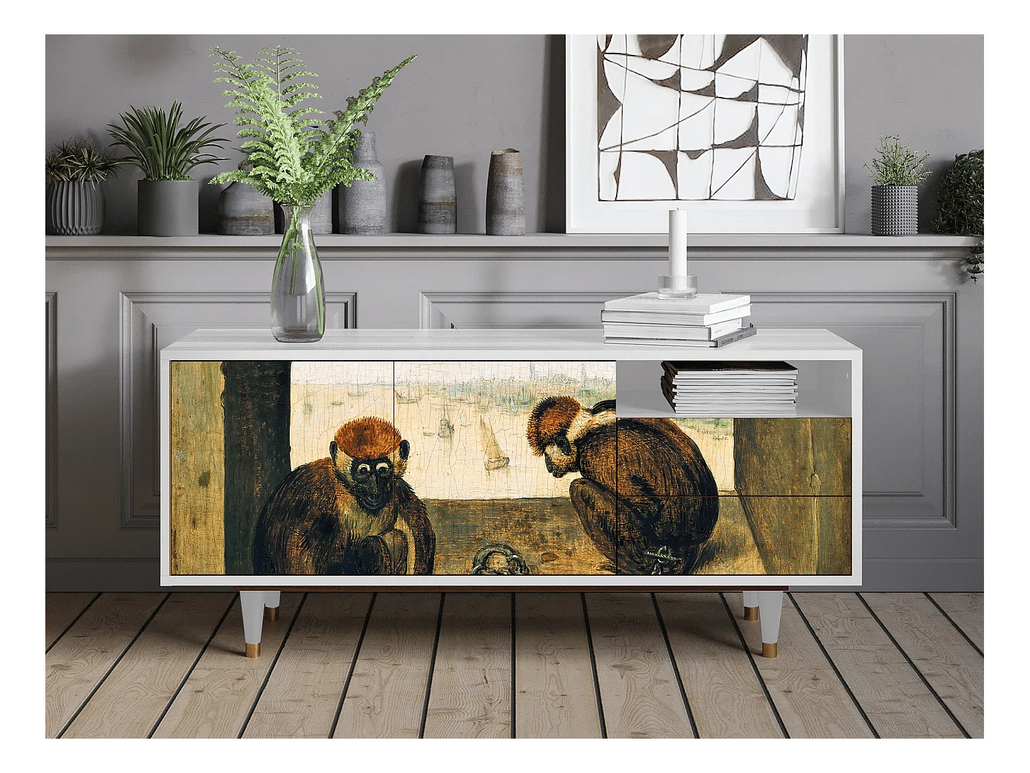Mobile TV - 125х56х41 cm - T7 - Two Monkeys, Bianco