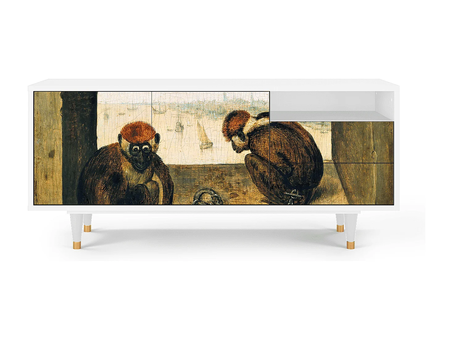 Mobile TV - 125х56х41 cm - T7 - Two Monkeys, Bianco