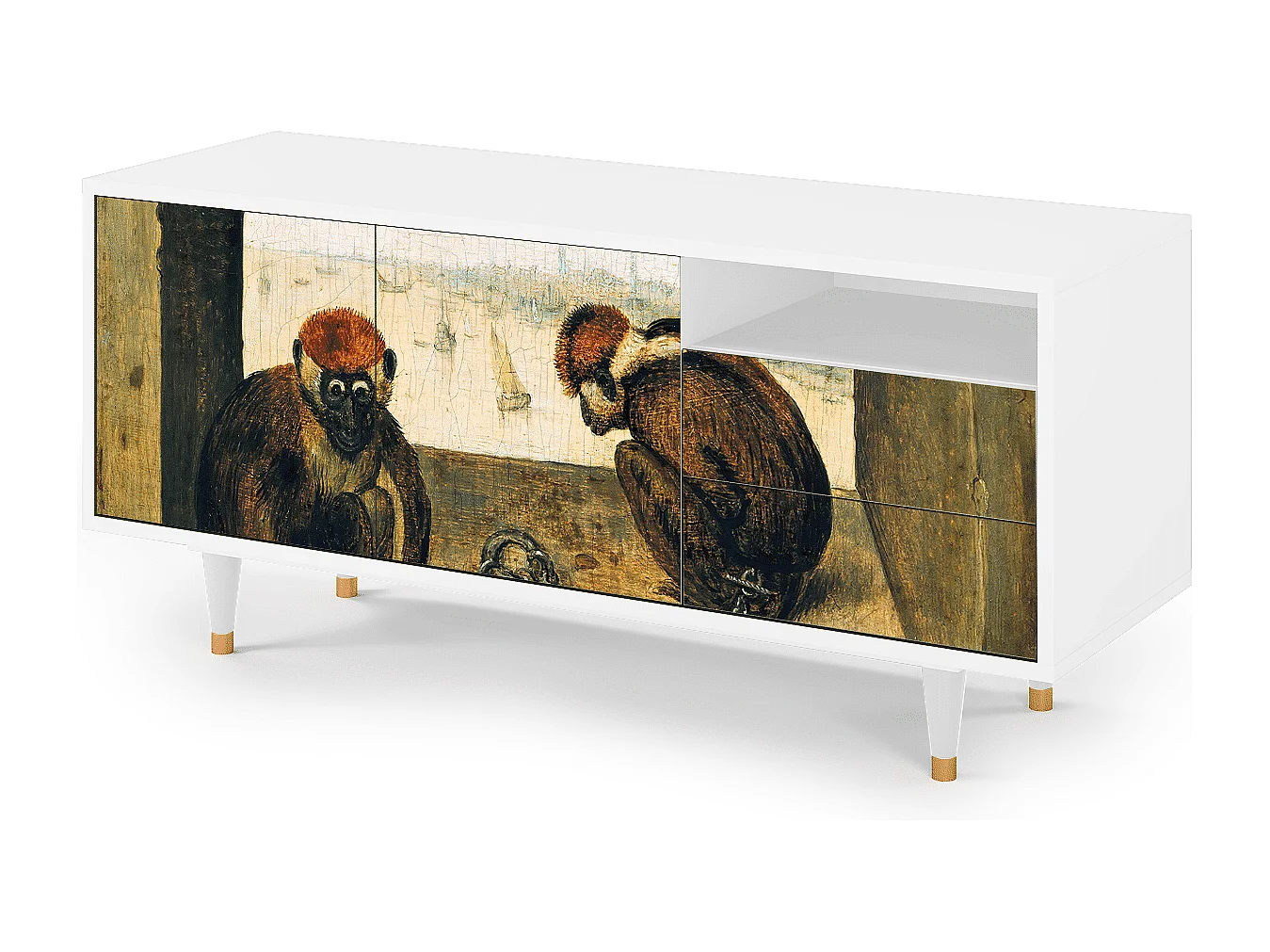 Mobile TV - 125х56х41 cm - T7 - Two Monkeys, Bianco