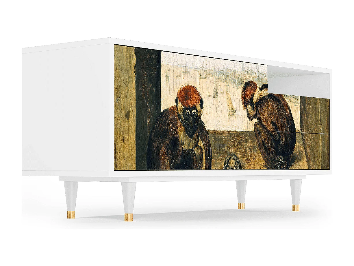 Mobile TV - 125х56х41 cm - T7 - Two Monkeys, Bianco