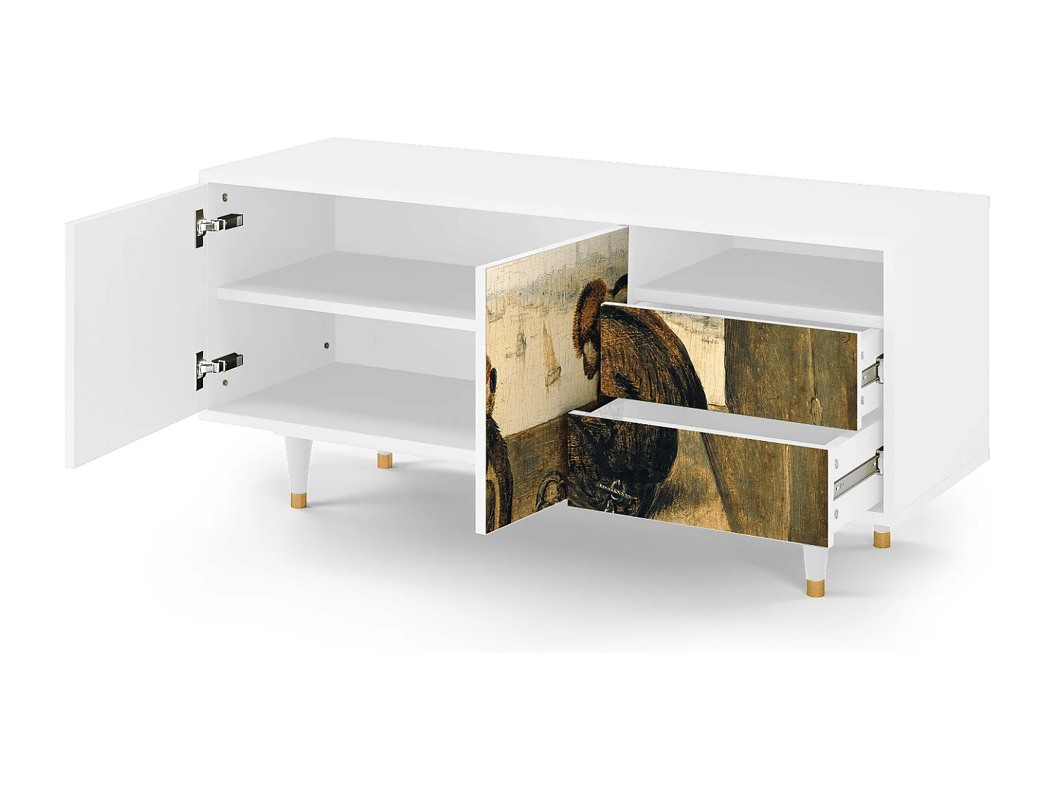 Mueble de TV - 125х56х41 cm - T7 - Two Monkeys, Blanco
