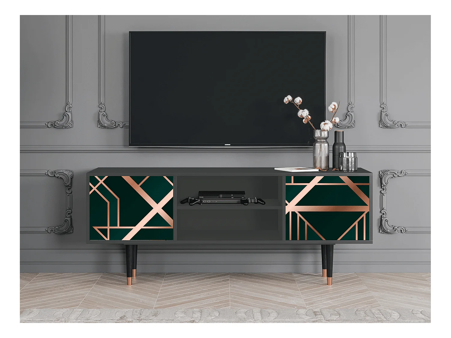 Meuble TV - 170х69х48 cm - T2 - Emerald Gatsby, Anthracite