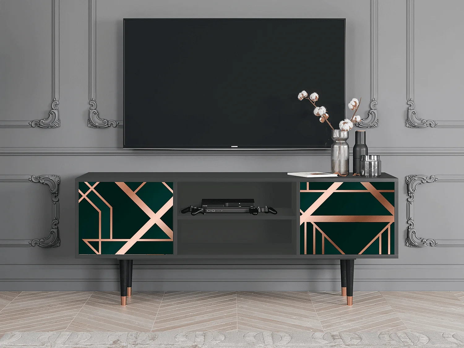 Meuble TV - 170х69х48 cm - T2 - Emerald Gatsby, Anthracite