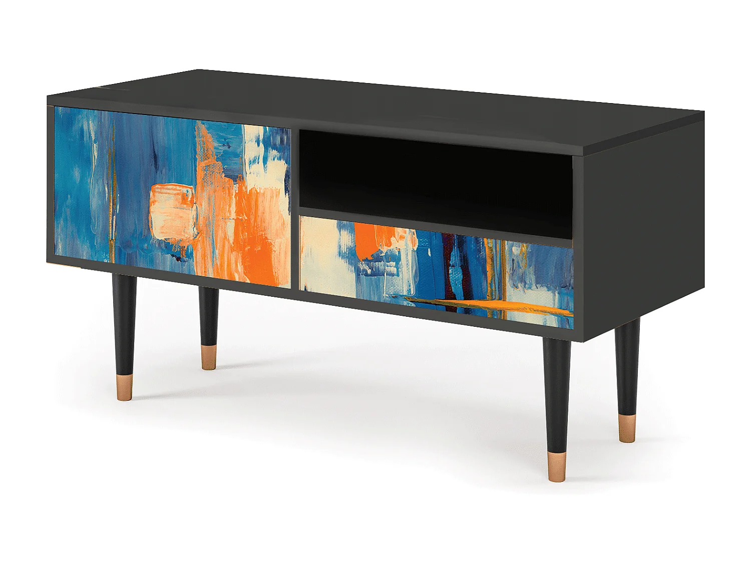 Meuble TV - 115х59х48 cm - T3 - Abstract Expressionism, Anthracite