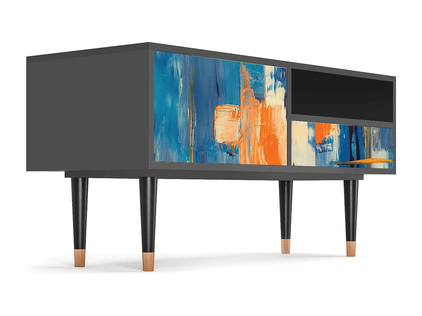 Meuble TV - 115х59х48 cm - T3 - Abstract Expressionism, Anthracite