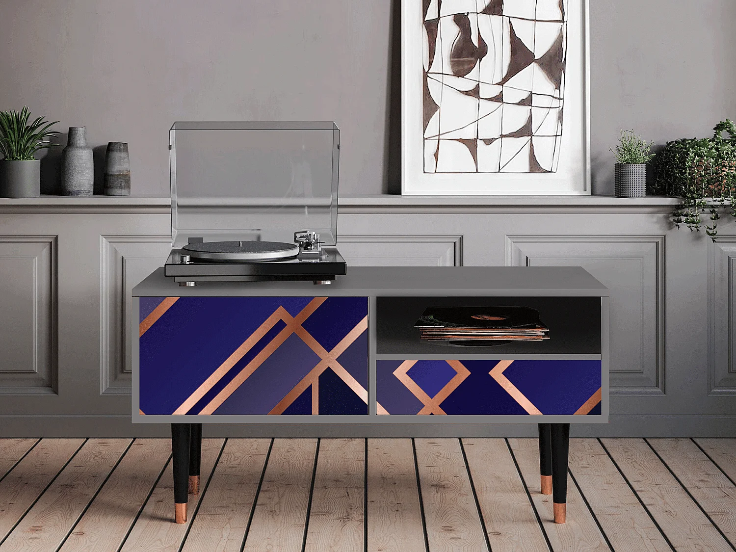 TV-Möbel - 115х59х48 cm - T3 - Aquamarine Getsby, Grau