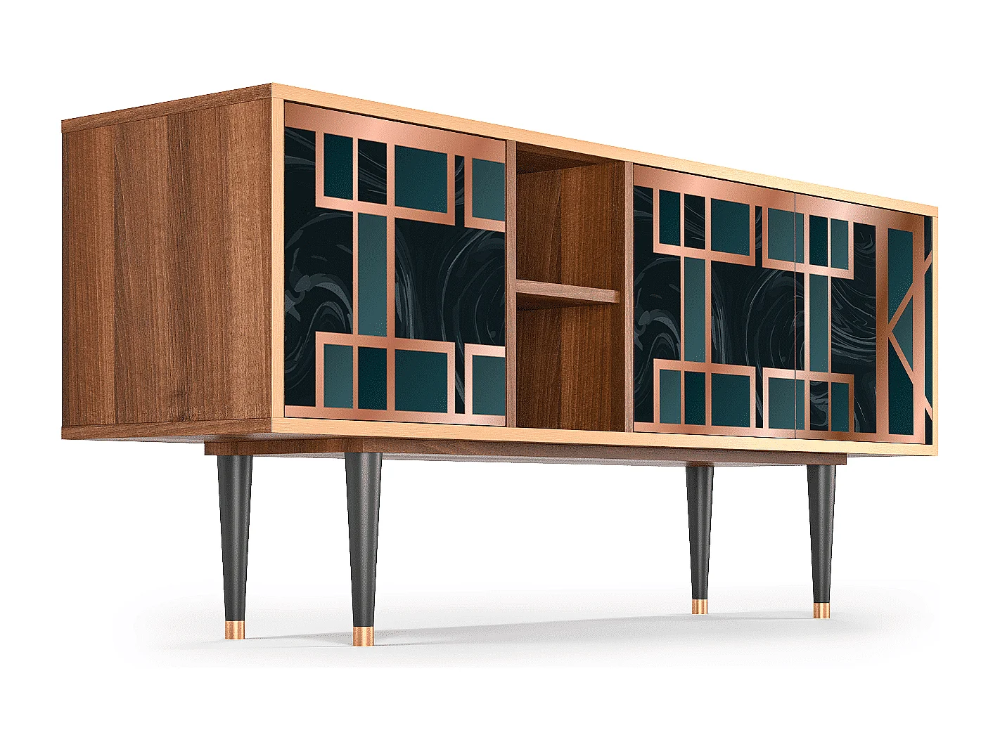 Meuble TV - 150х69х41 cm - T5 - Emerald Metro, Noyer