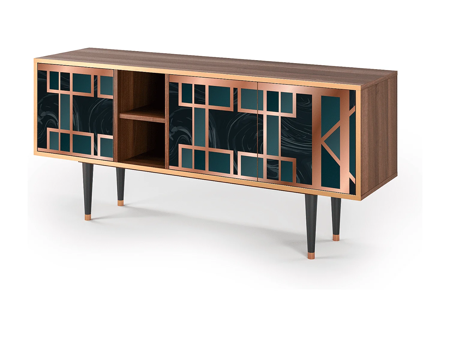 Meuble TV - 150х69х41 cm - T5 - Emerald Metro, Noyer