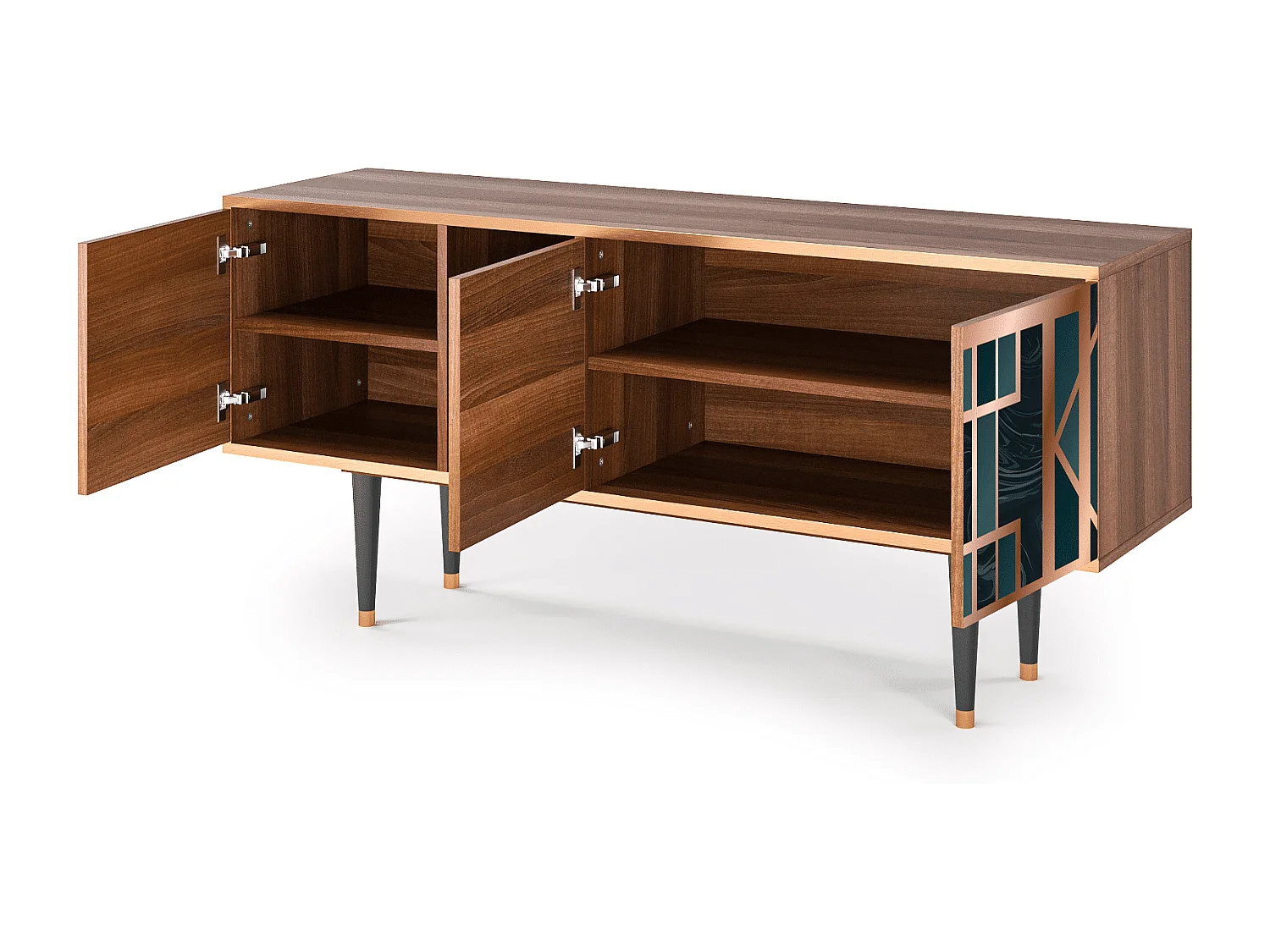 Meuble TV - 150х69х41 cm - T5 - Emerald Metro, Noyer