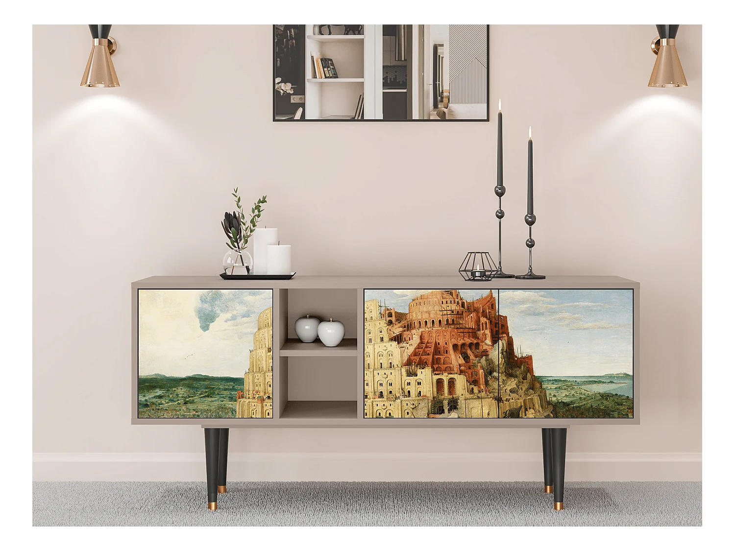 Meuble TV - 150х69х41 cm - T5 - Elder The Tower, Latte