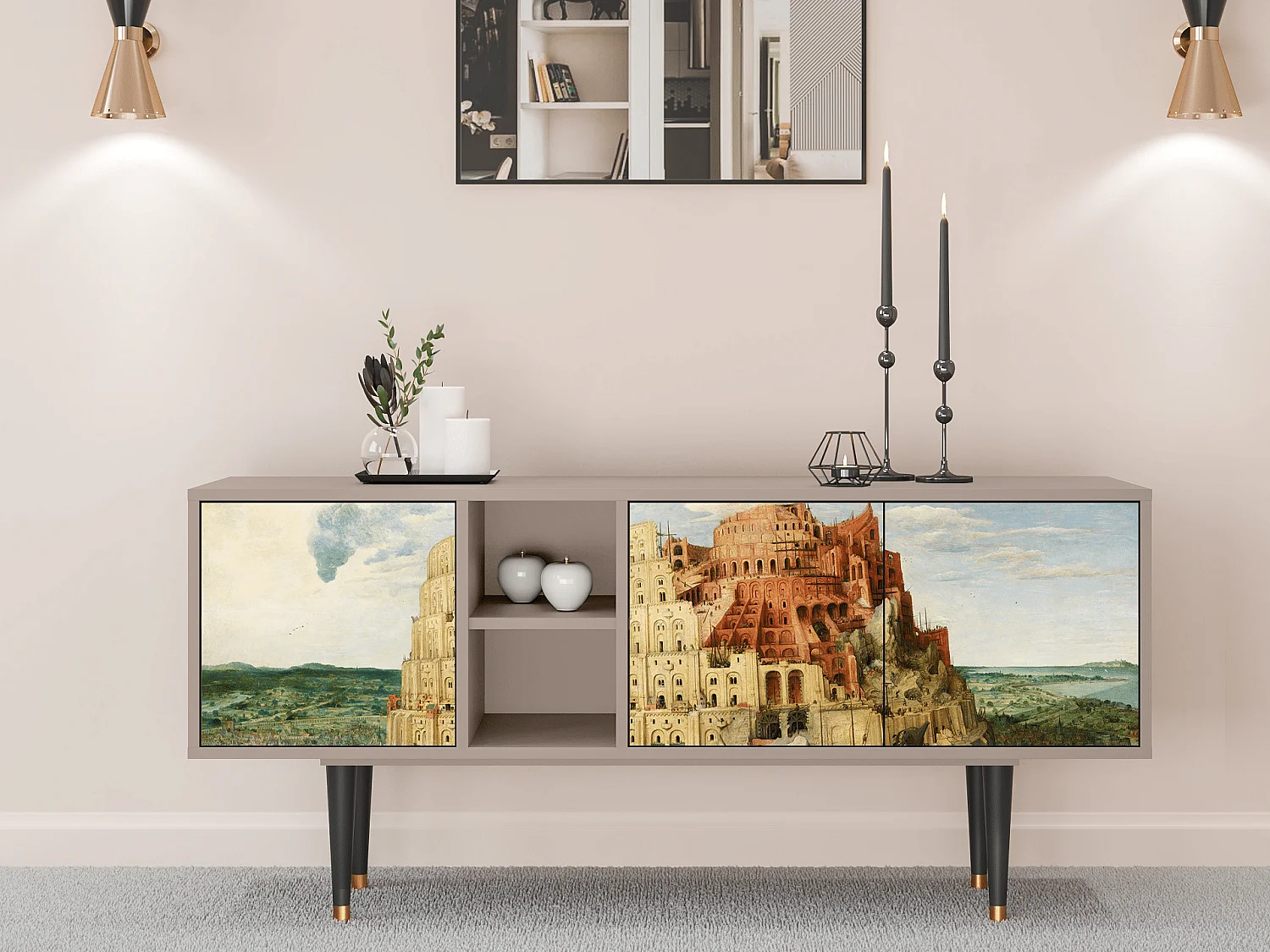 Mueble de TV - 150х69х41 cm - T5 - Elder The Tower, Latte