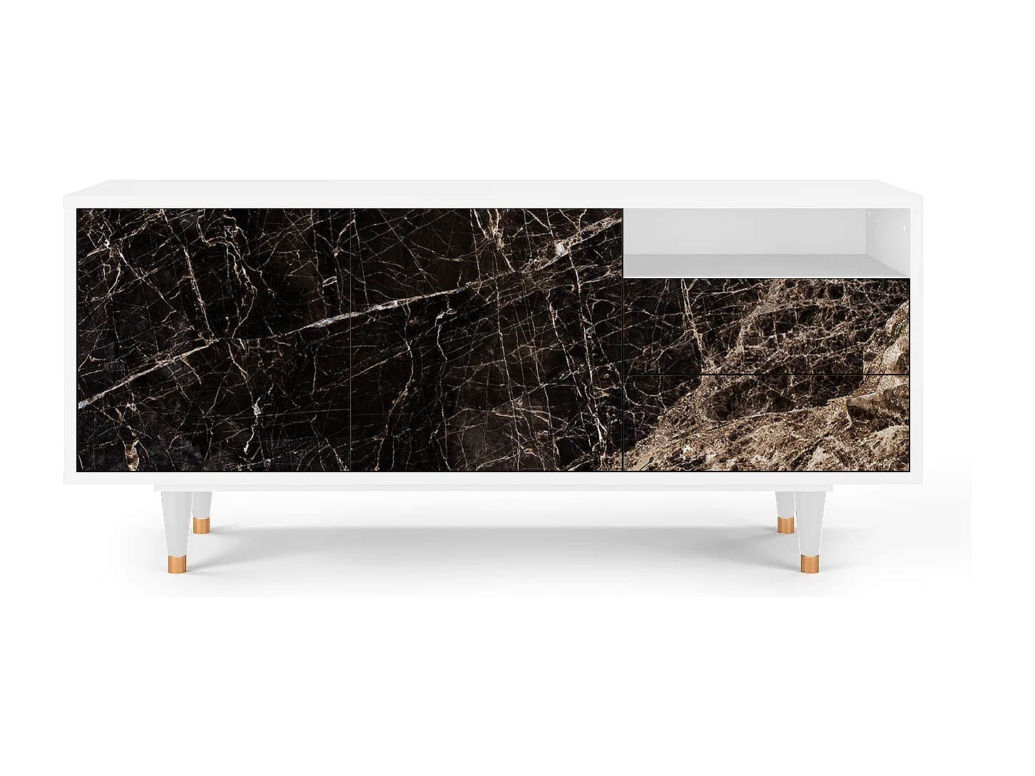 Meuble TV - 125х56х41 cm - T7 - Night Abyss, Blanc