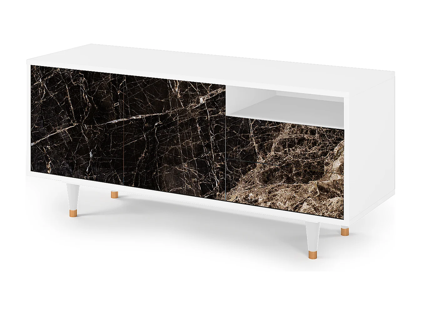 Meuble TV - 125х56х41 cm - T7 - Night Abyss, Blanc