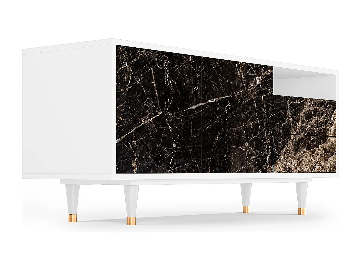 Meuble TV - 125х56х41 cm - T7 - Night Abyss, Blanc