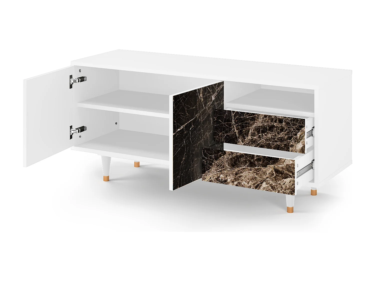 Meuble TV - 125х56х41 cm - T7 - Night Abyss, Blanc