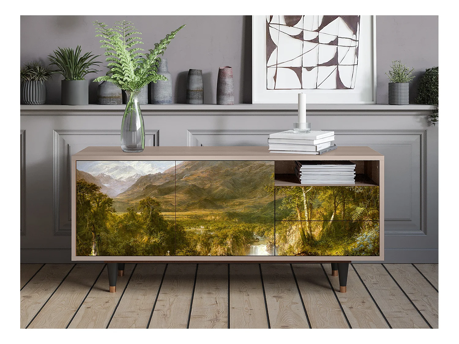 TV-Möbel - 125х56х41 cm - T7 - The Heart of the Andes , Latte