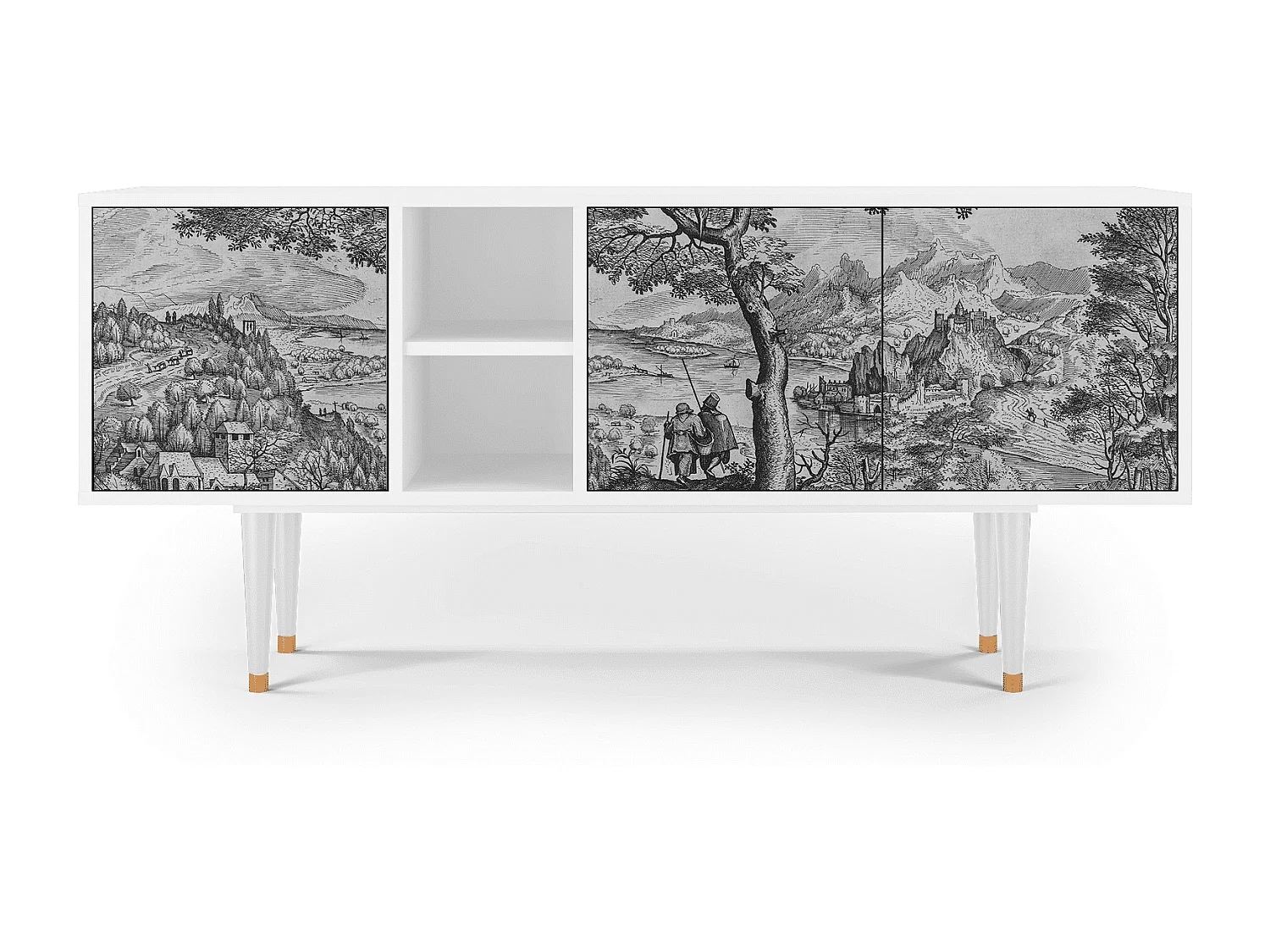 Meuble TV - 150х69х41 cm - T5 - Milites Requiescentes, Blanc