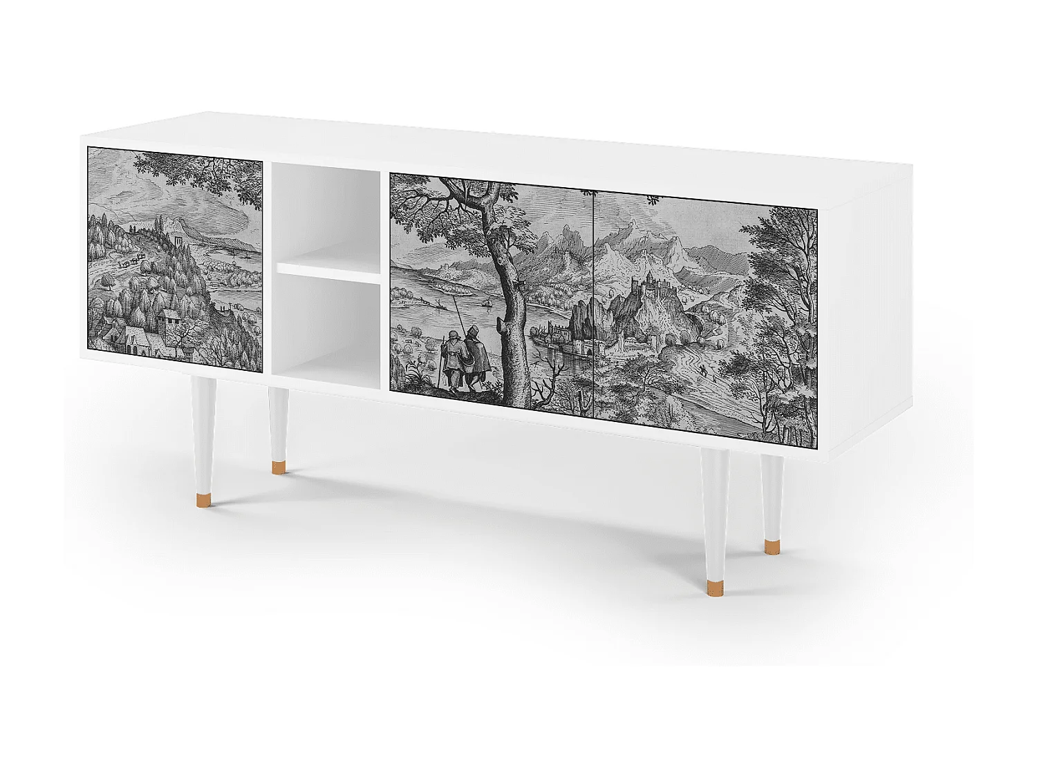 Meuble TV - 150х69х41 cm - T5 - Milites Requiescentes, Blanc