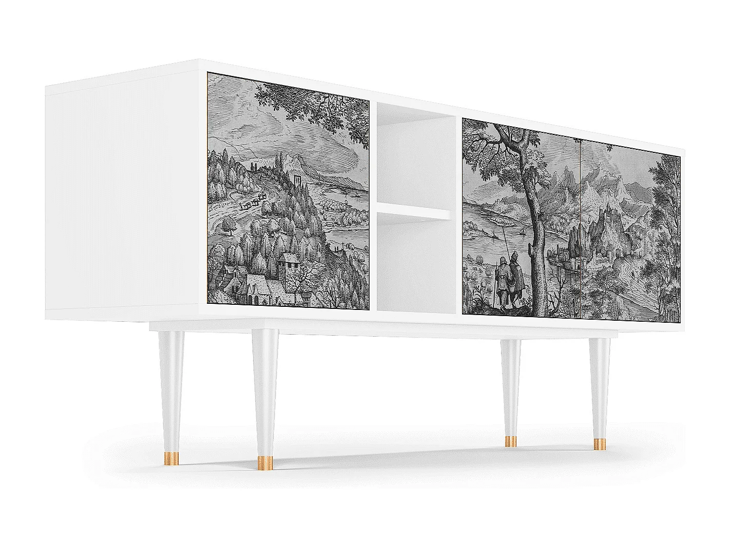 Meuble TV - 150х69х41 cm - T5 - Milites Requiescentes, Blanc