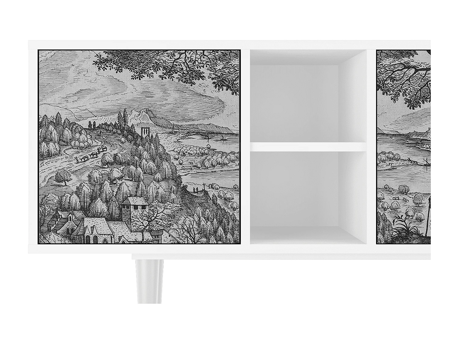 Meuble TV - 150х69х41 cm - T5 - Milites Requiescentes, Blanc