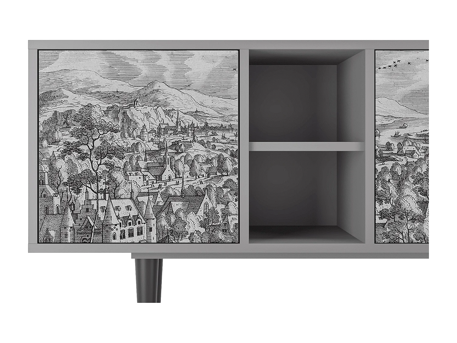 Mobile TV - 150х69х41 cm - T5 - Bird Dropping, Grigio