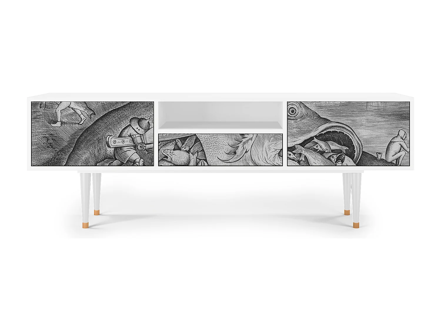 Meuble TV - 170х59х41 cm - T6 - Big Fish Eat Little, Blanc