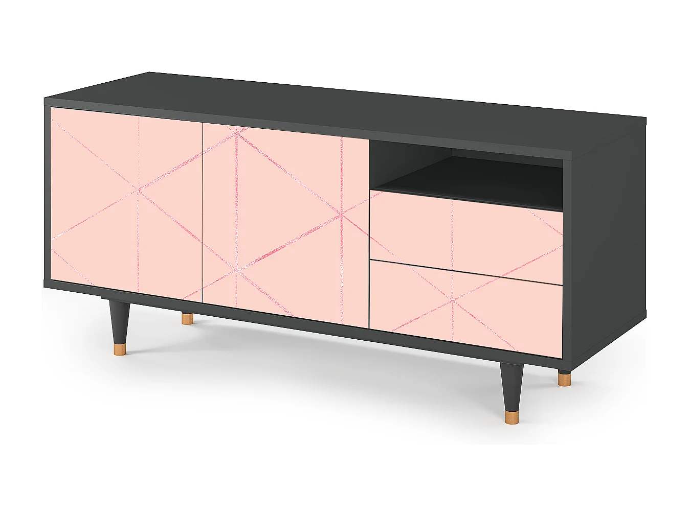 TV-Möbel - 125х56х41 cm - T7 - Rose Quartz, Anthrazit