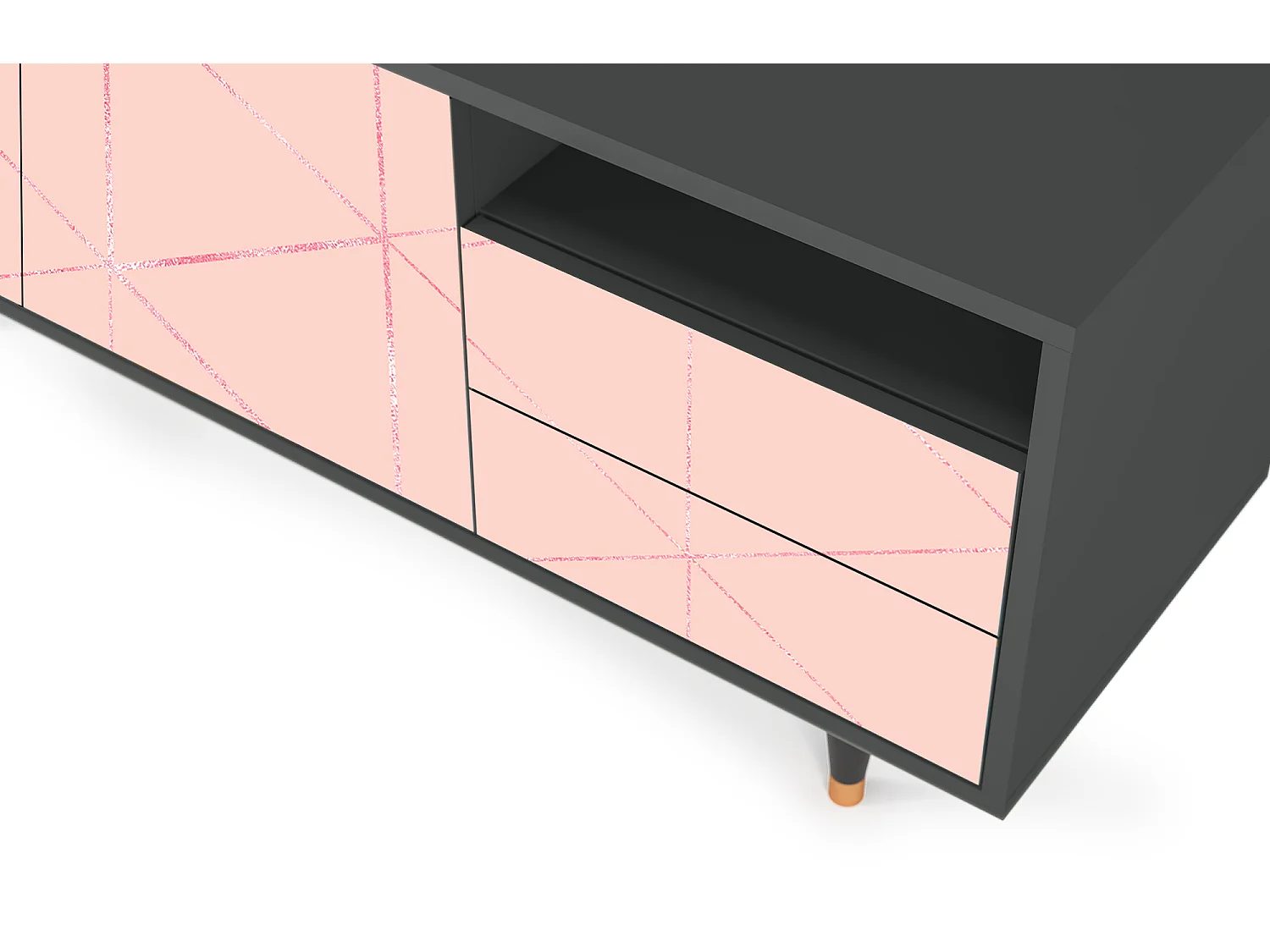 TV-Möbel - 125х56х41 cm - T7 - Rose Quartz, Anthrazit