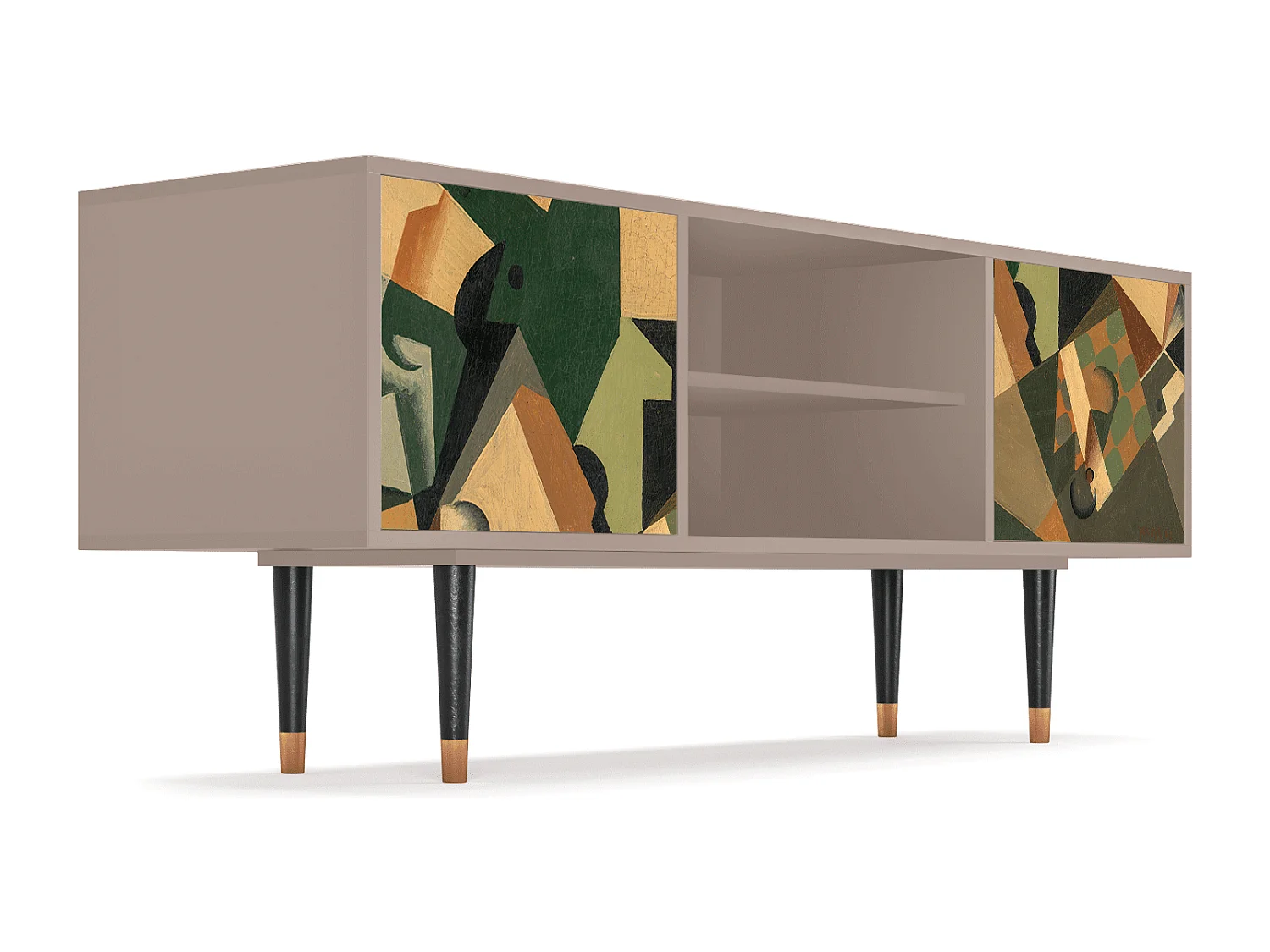 Mueble de TV - 170х69х48 cm - T2 - Glass and Checkerboard, Latte