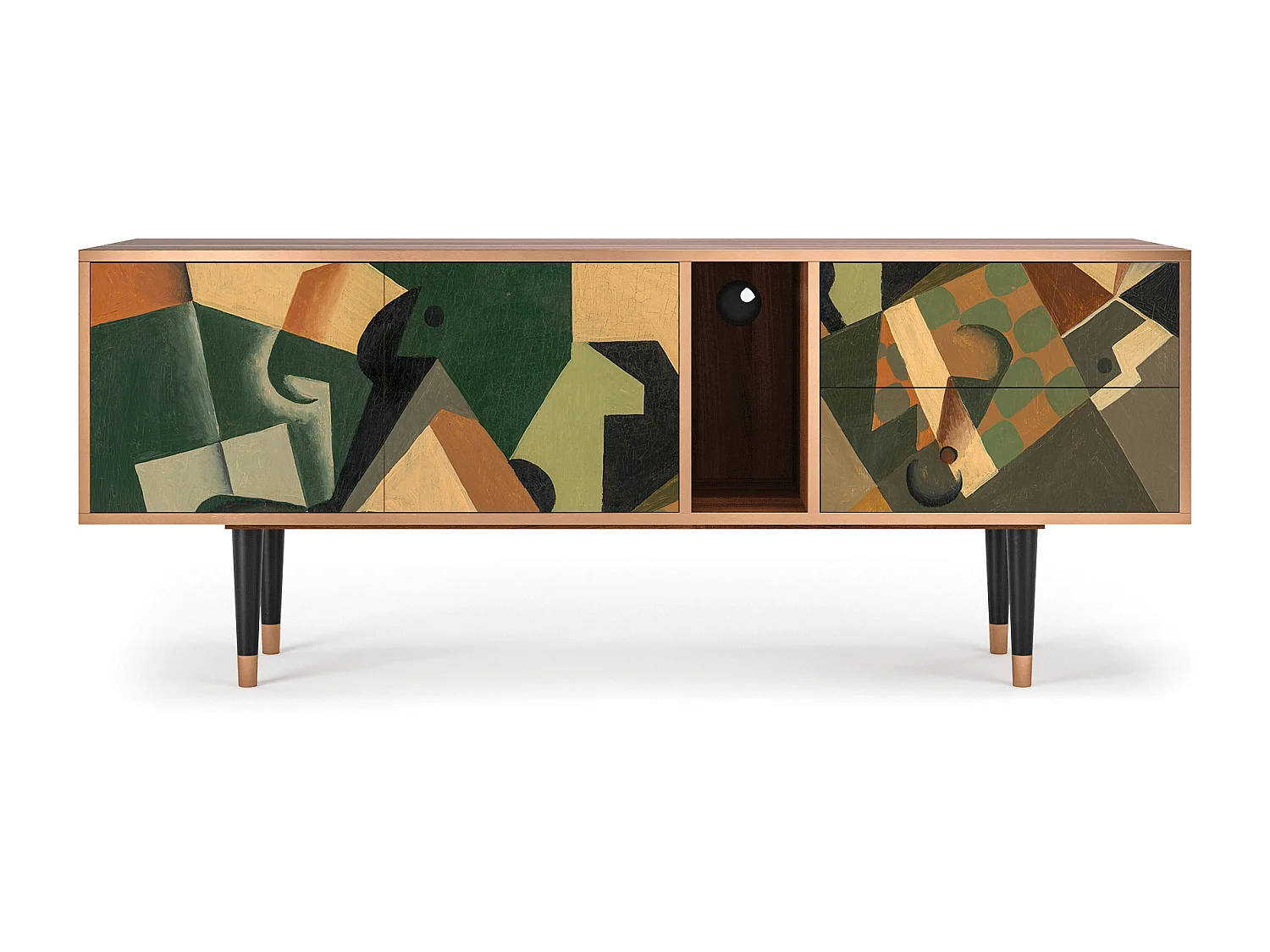 TV-meubel - 170х69х48 cm - T1 - Glass and Checkerboard, Walnoot