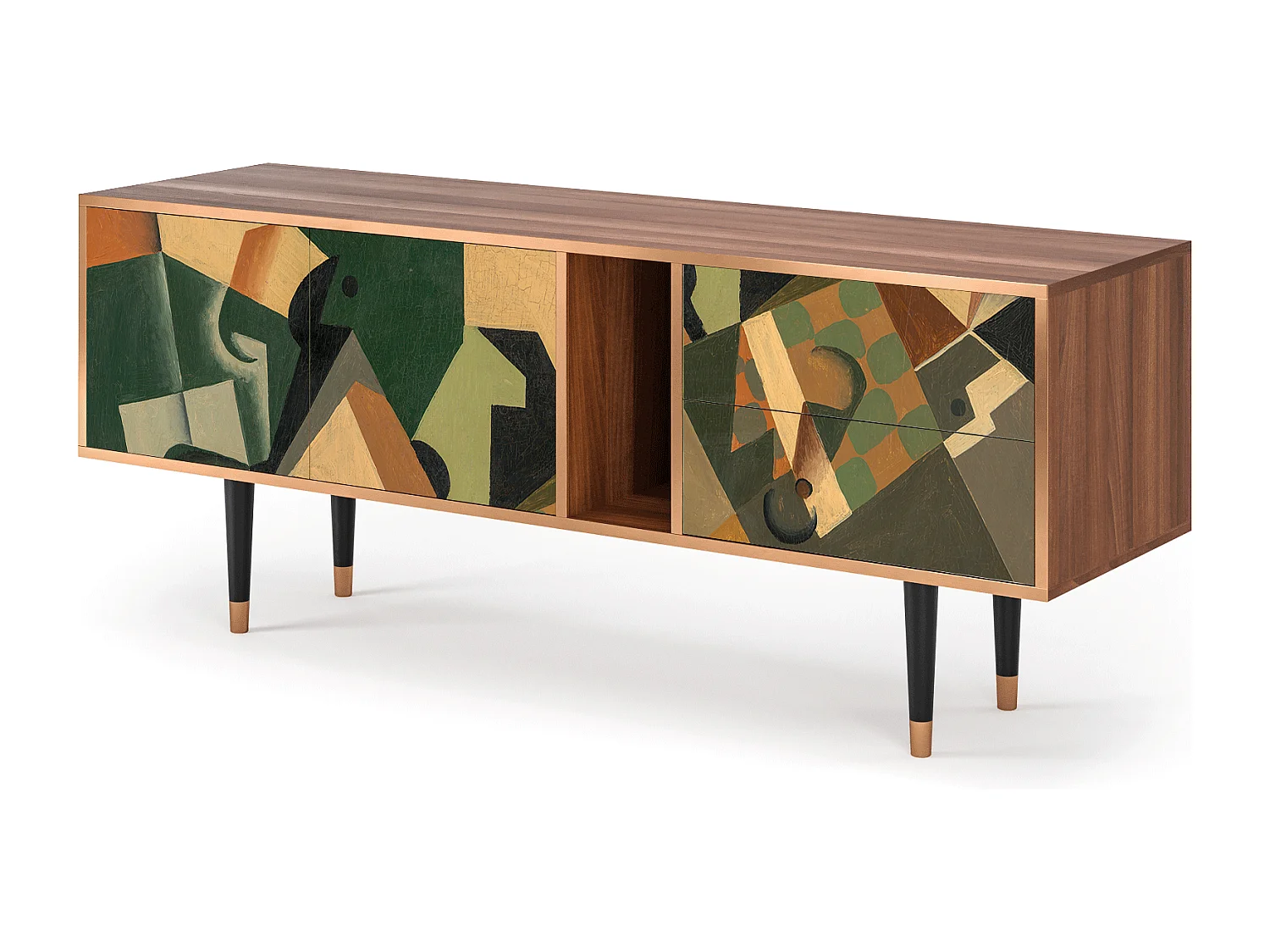 TV-meubel - 170х69х48 cm - T1 - Glass and Checkerboard, Walnoot