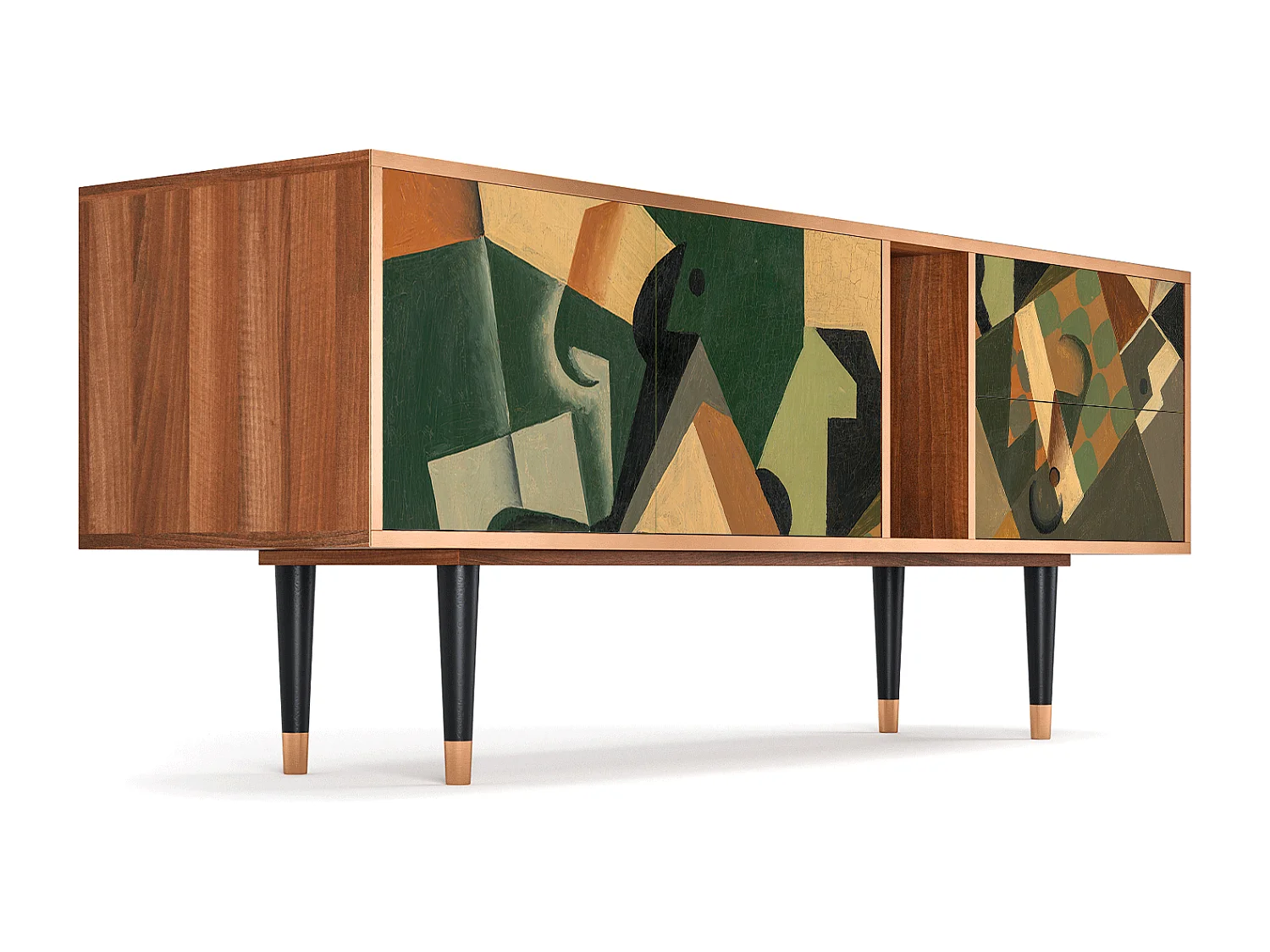 TV-meubel - 170х69х48 cm - T1 - Glass and Checkerboard, Walnoot