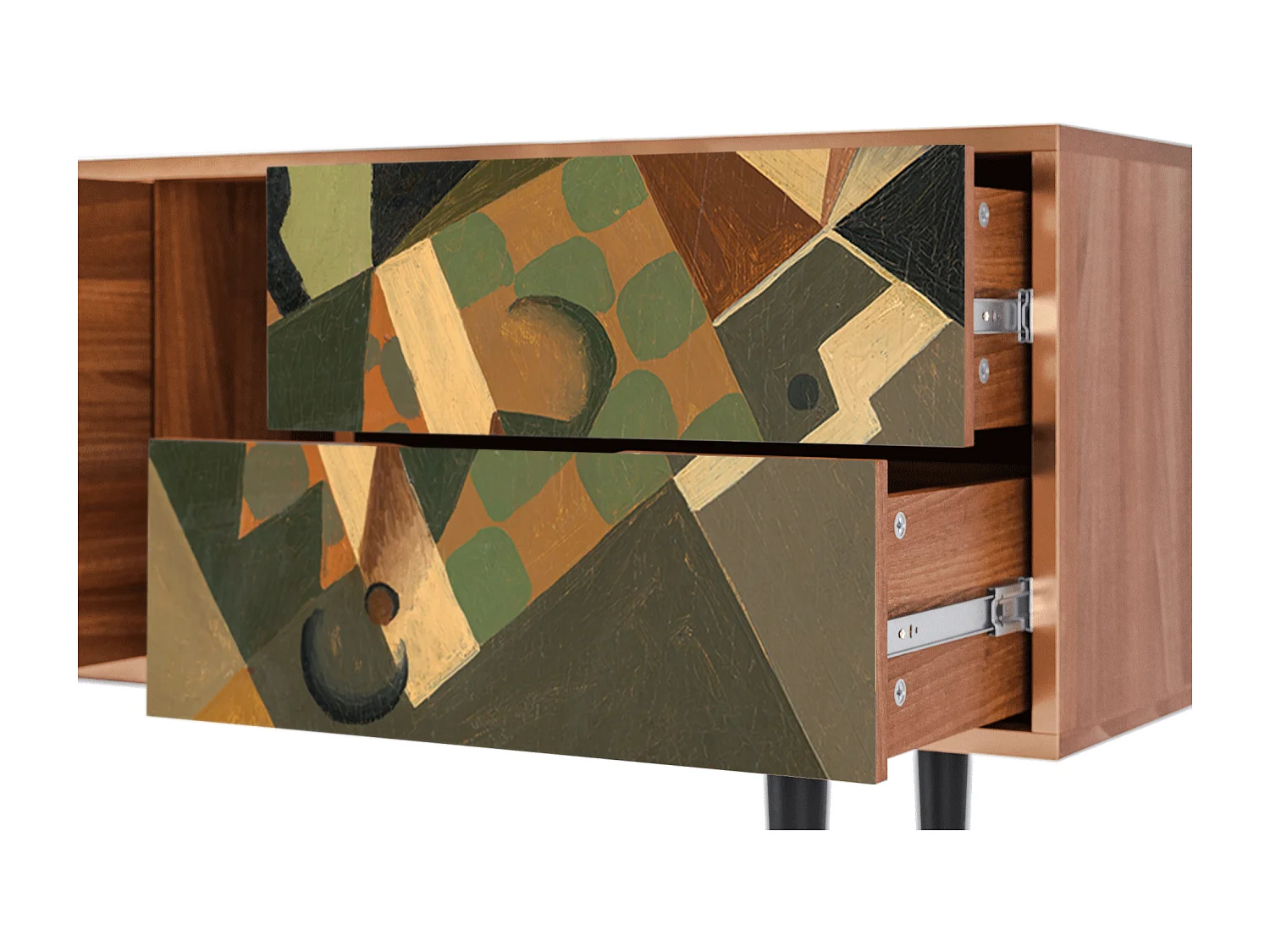 TV-meubel - 170х69х48 cm - T1 - Glass and Checkerboard, Walnoot