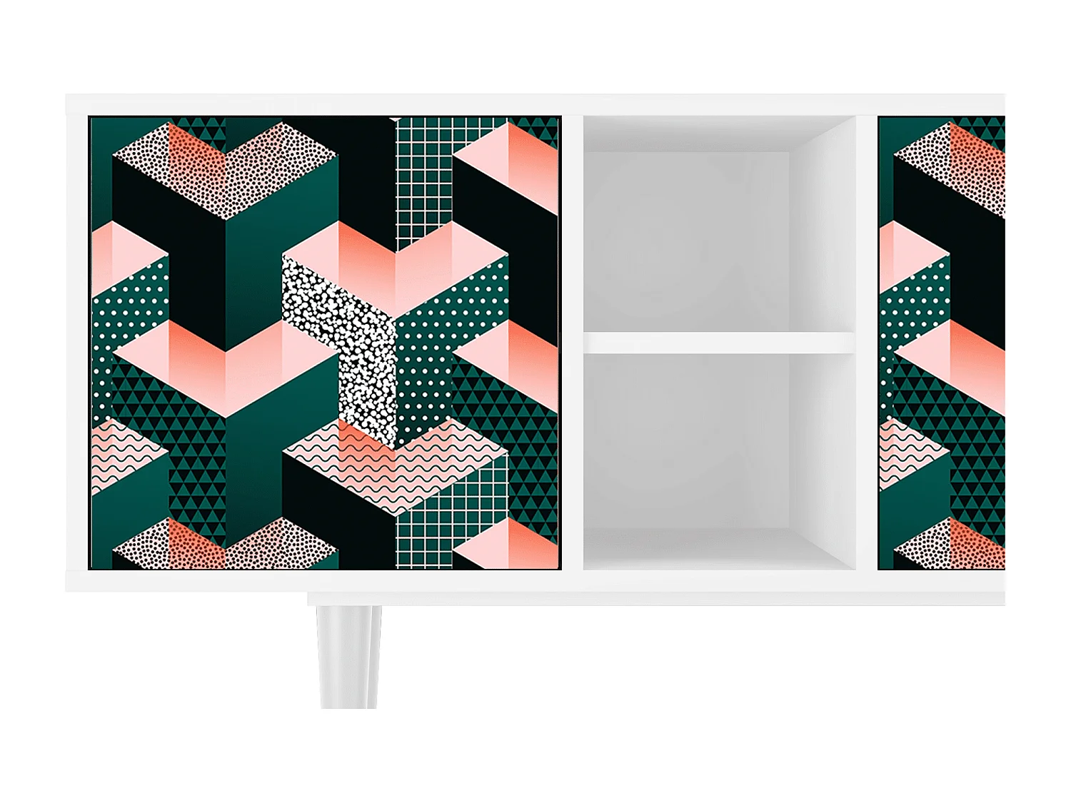 Szafka RTV - 150х69х41 cm - T5 - Geometric Madness, Biały