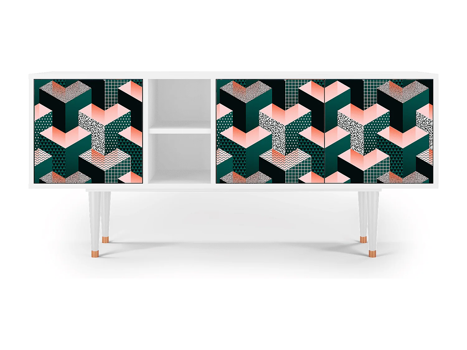 Mobile TV - 150х69х41 cm - T5 - Geometric Madness, Bianco