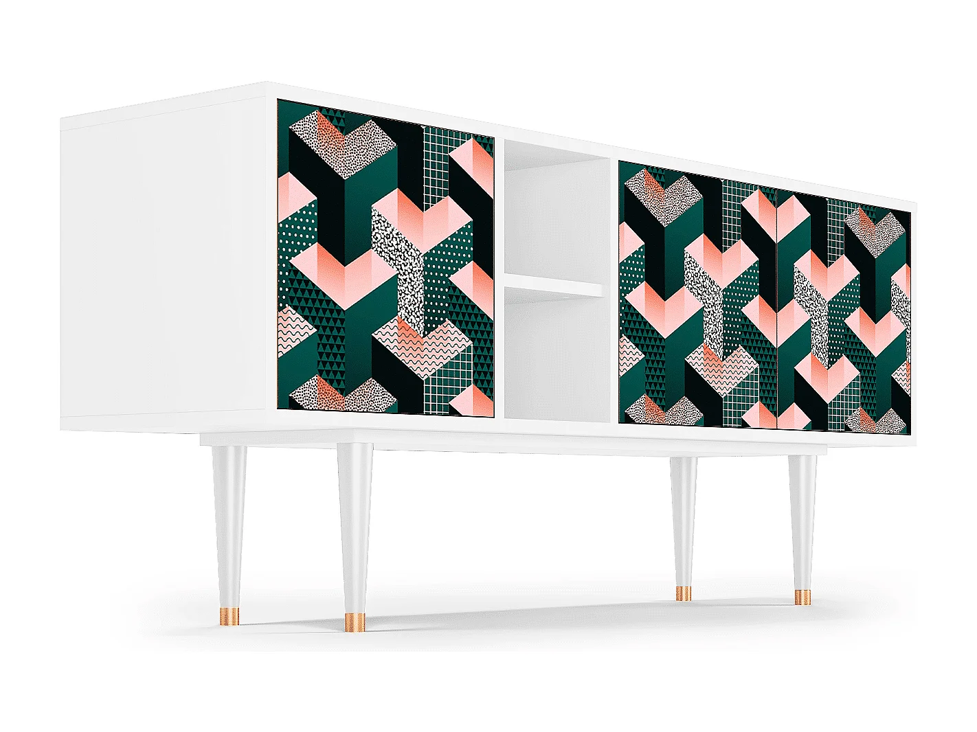 Mobile TV - 150х69х41 cm - T5 - Geometric Madness, Bianco