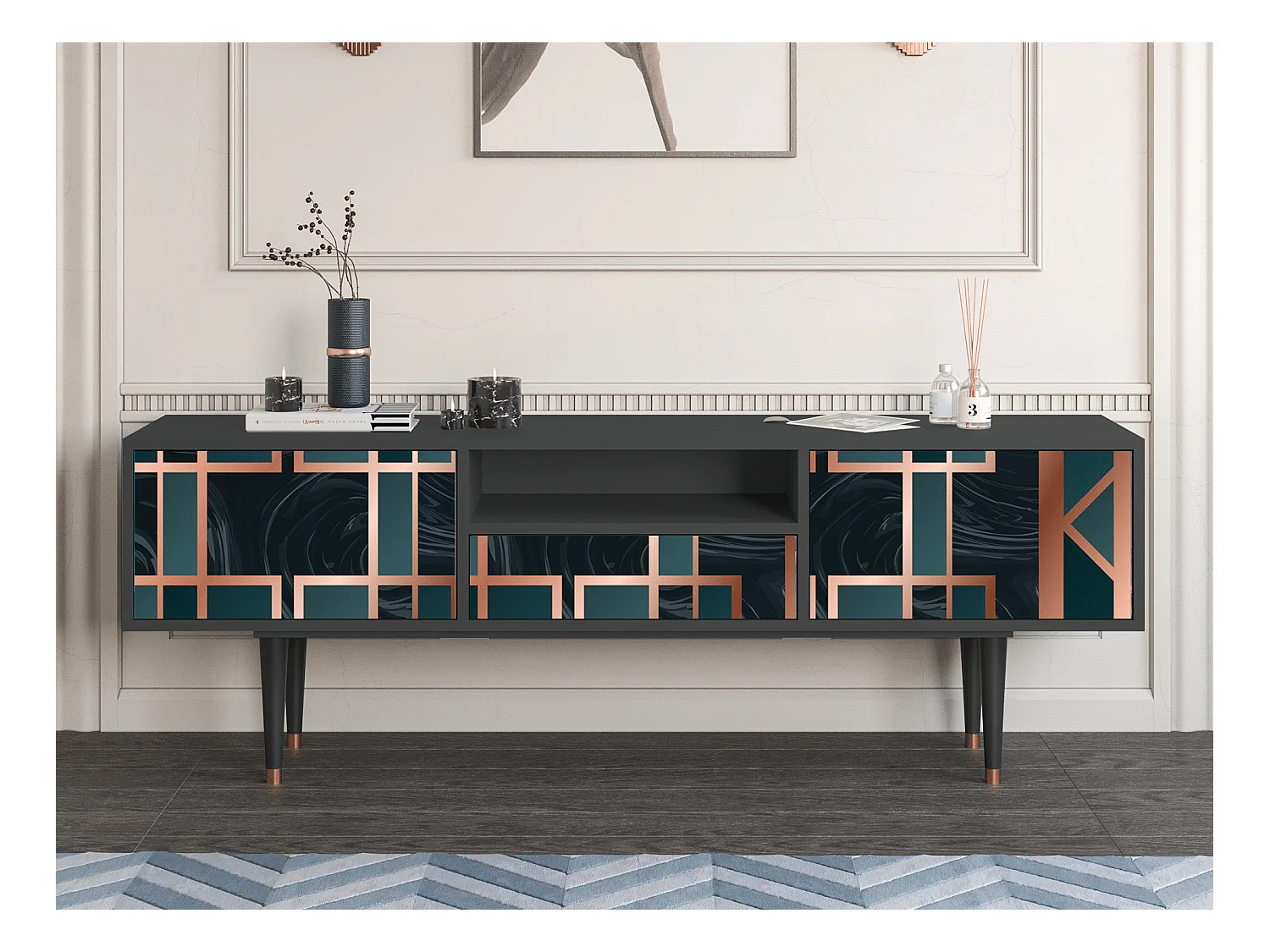 Meuble TV - 170х59х41 cm - T6 - Emerald Metro, Anthracite