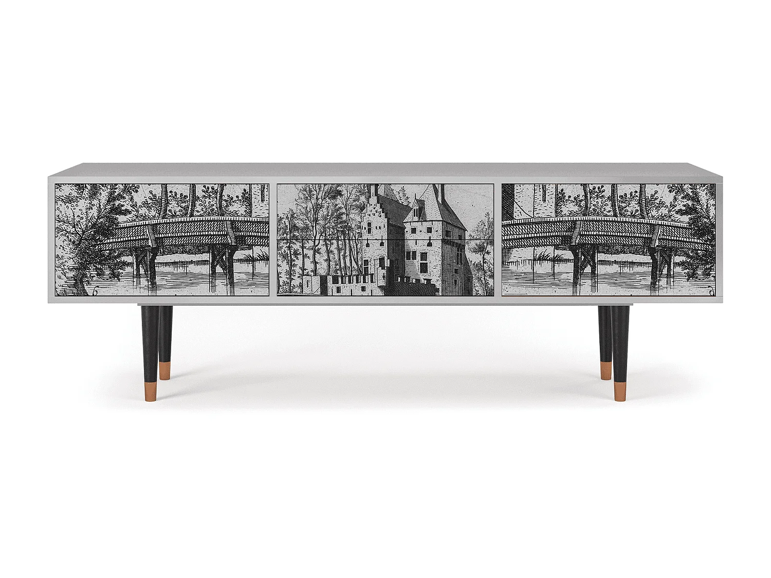 Meuble TV - 170х59х48 cm - T4 - Castle with Bridge, Gris